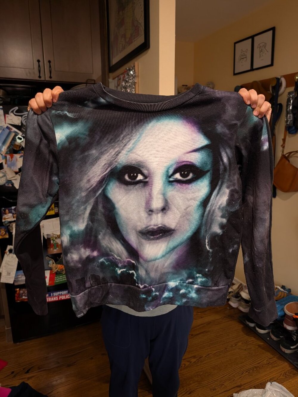 Lady Gaga Official Head Above Clouds Portrait Sublimation Sweatshirt L